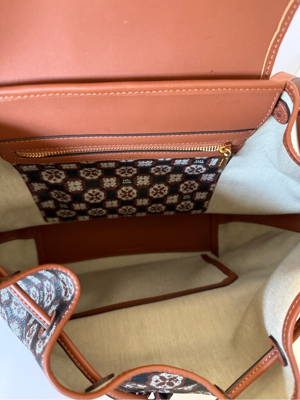 Kate Spade Flower Monogram Medium Backpack Brown Travel Bag - Picture 10 of 14